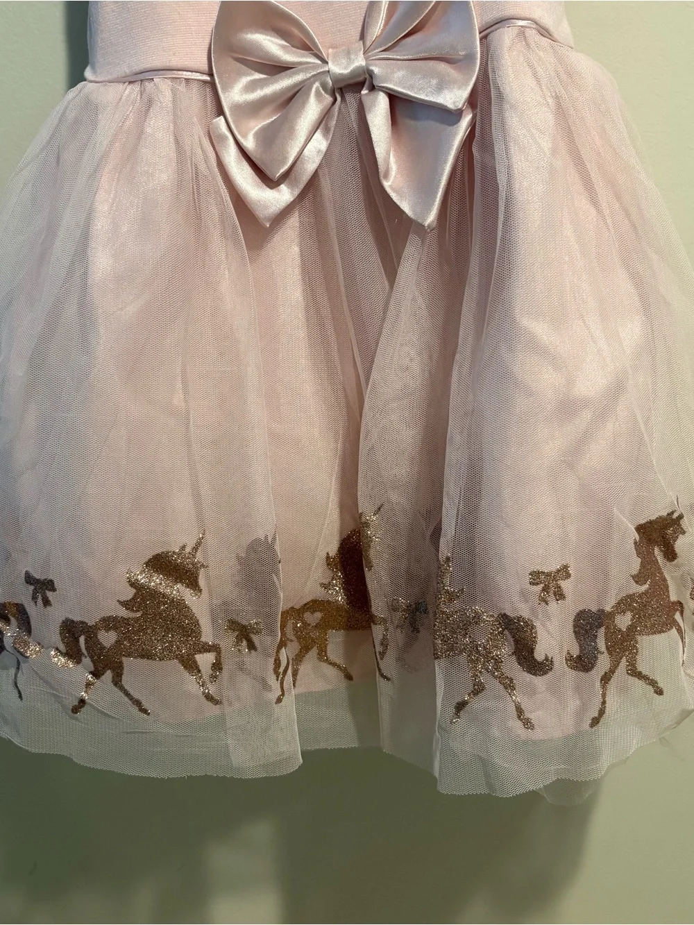Zunie Girl Special Occasion Tulle Layered Dress Blush Pink 6/6X  Golden Unicorns